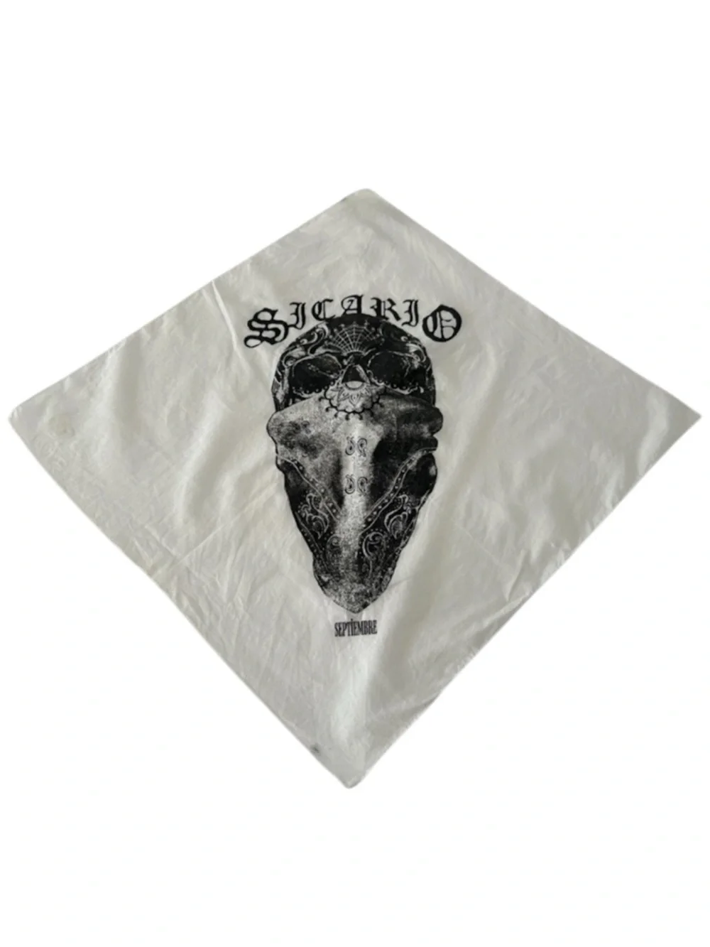 🦋 5/$25 - SDCC Exclusive: Sicario (2015) Septiembre White Skull Bandana